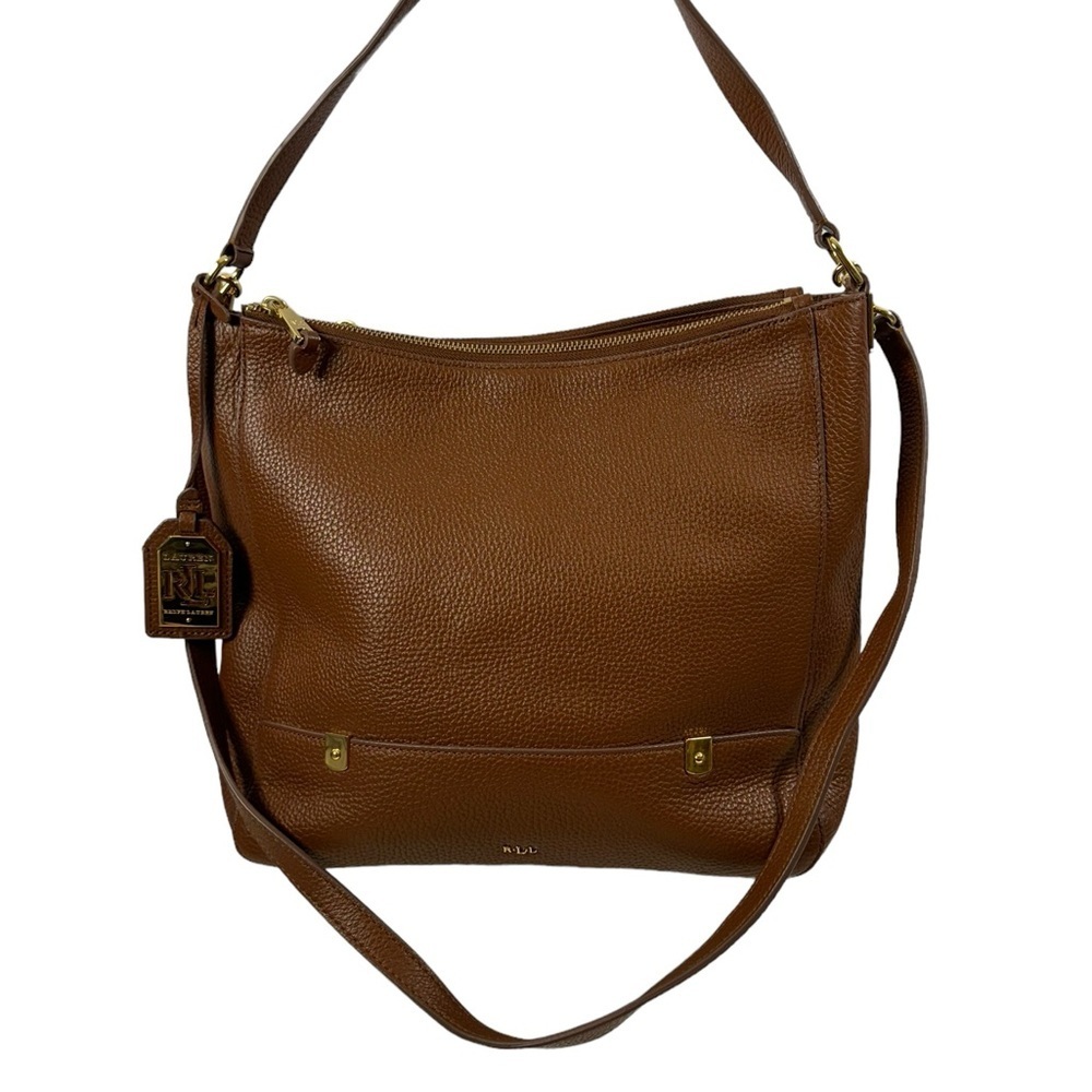 Lauren Ralph Lauren Brown and Gold Satchel